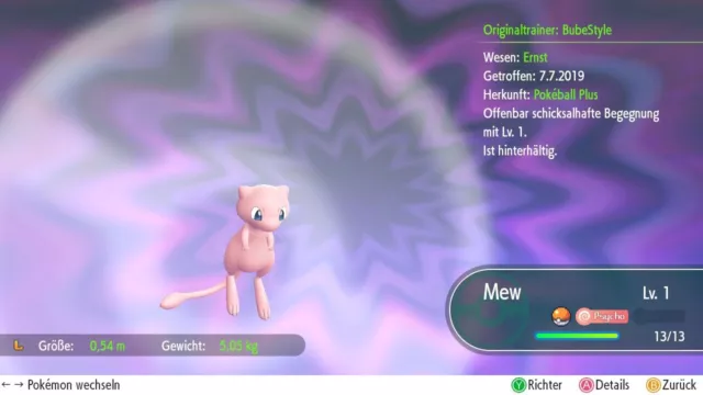 Pokémon Lets Go Pikachu/Evoli Mew IV6 deutsch - Pokeball Plus