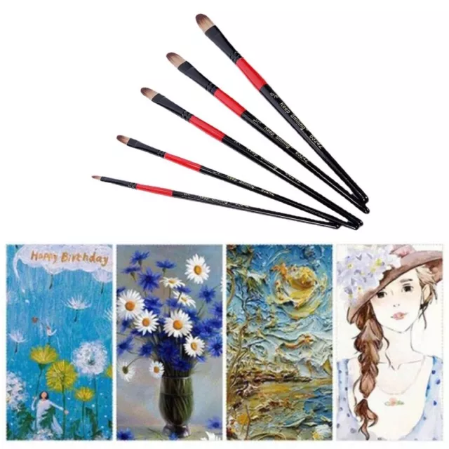 5 Pcs Paint Brush Set for Watercolor Gouache Face Painting 3