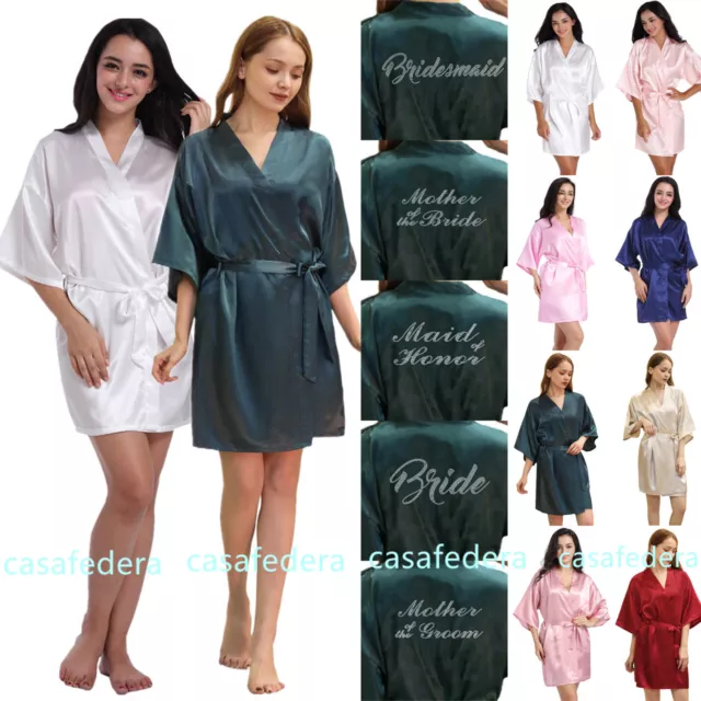 Personalized Satin Silk Wedding Robe Bridesmaid Bride Hen Party Dressing Gown