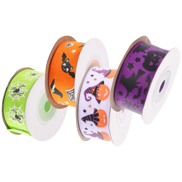 4 cintas de embalaje de regalo de Halloween cintas de poliéster hágalo usted mismo cintas de corona