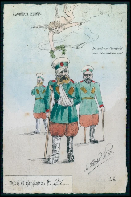 art EL angel War Japan Russia Russo Japanese Russian original old 1900s postcard