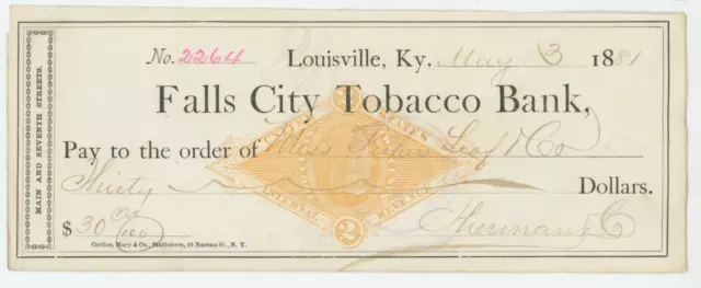 RN-G1 Revenue on Louisville, KY Check, Falls City Tobacco Bank