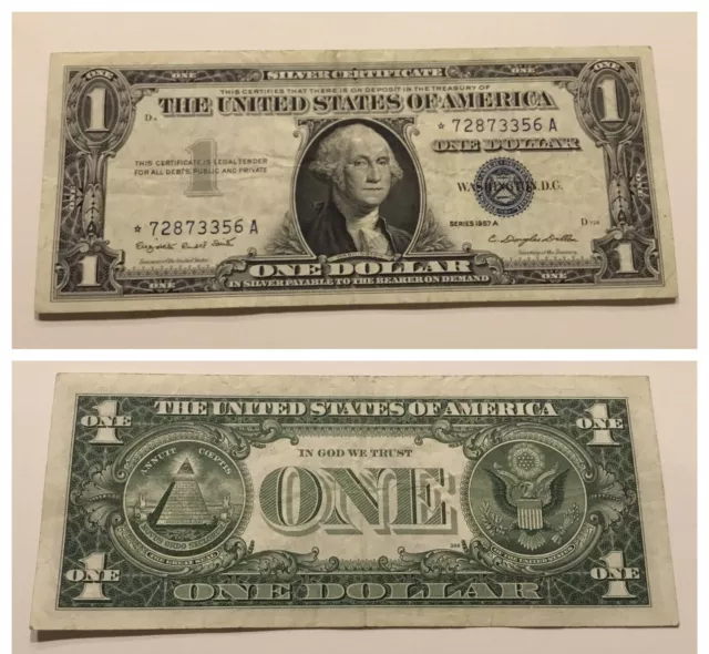 VINTAGE star $1 SILVER CERTIFICATE 1957-A ONE DOLLAR BILL WASHINGTON BLUE SEAL
