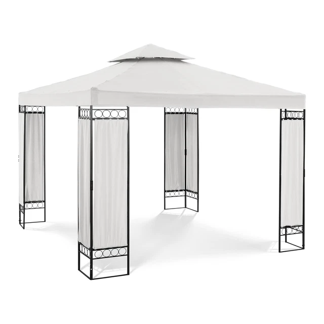 Gartenpavillon Pavillon Festzelt Partyzelt Stahl 3x3m creme Verzierung 160 g/m²
