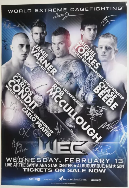 Carlos Condit Jamie Varner Miguel Torres + Signed by Card WEC 32 Poster UFC SBC