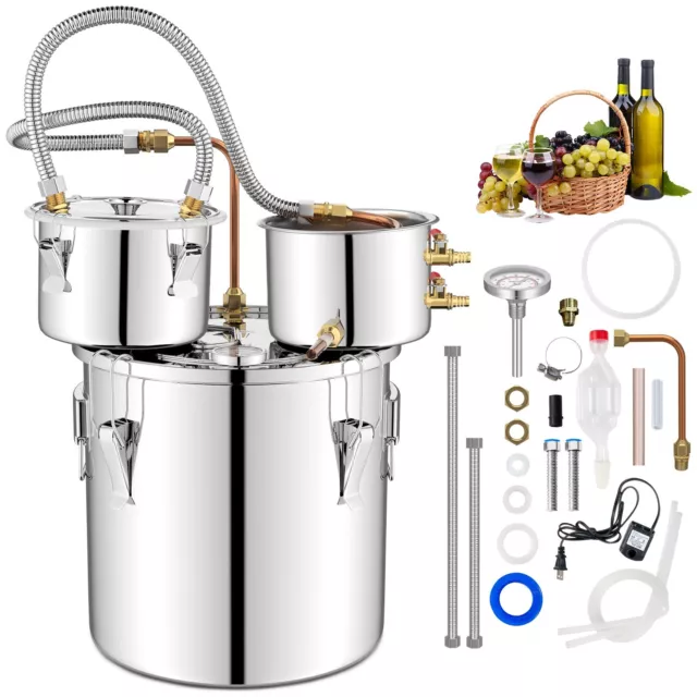 Moonshine Still Distiller 3 Pots 22L Stainless Steel Water Alcohol Distiller