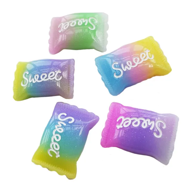 5pcs Glitter Sweets Candy Resin Flatback Cabochon Embellishment Decoden Craft