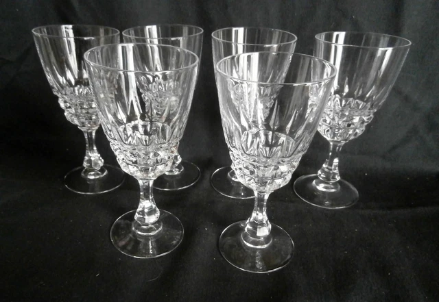6 Verres à VIN BLANC ou PORTO modèle POMPADOUR ,Cristal d'Arques taillé , 12 cl