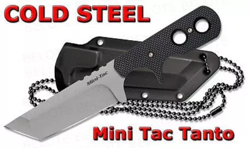 Cold Steel Mini Tac Tanto Fixed Blade Knife w/ Secure-Ex Neck Sheath 49HTF NEW