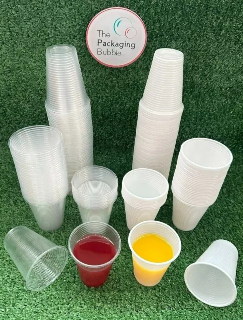 Plastic Cups Clear White Reusable Glasses Water Party Wedding Drinking 7oz Vend