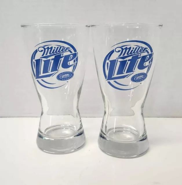 2~Miller Lite 12oz Beer Pilsner Glasses Libbey