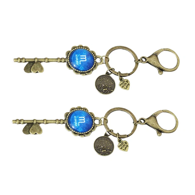 2 Pcs DIY Key Chain Accessories Time Key Holder Metal Button 3