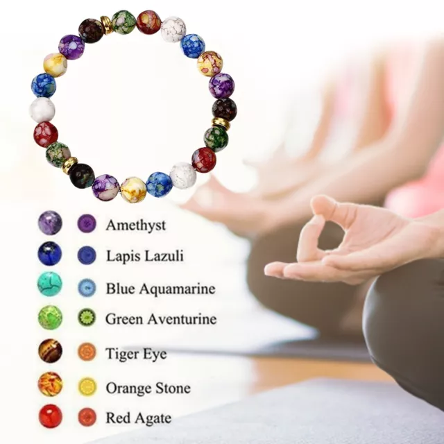 7 Chakra Bracelet Reiki Healing Stone Men Women Natural Crystal Energy 3