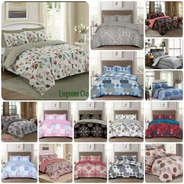 Duvet Cover Bedding Set With Fitted Sheet & Pillow Case Single Double King S/K