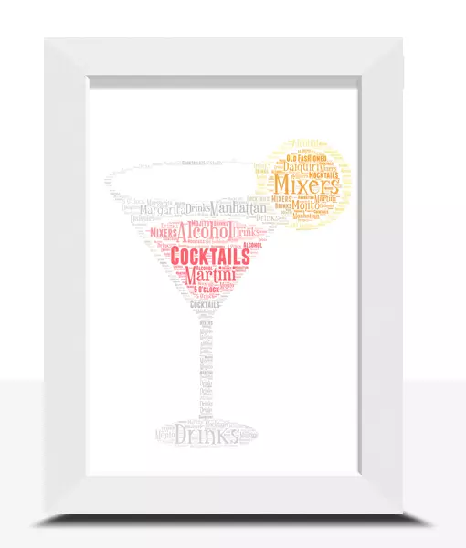 Personalised Cocktail Glass Word Art - Cocktail Lover Gift - Mothers Day Gift 2