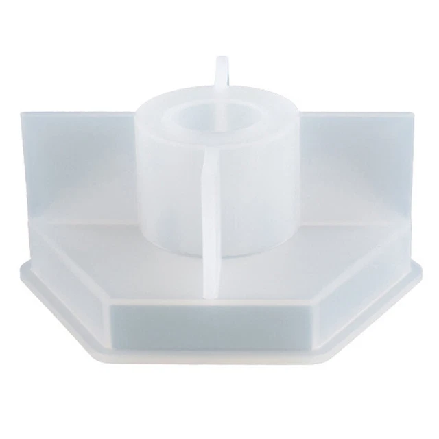 Moldes de silicona con soporte para velas hexagonales de cemento para fundición de yeso hecho a mano Mo'ZY