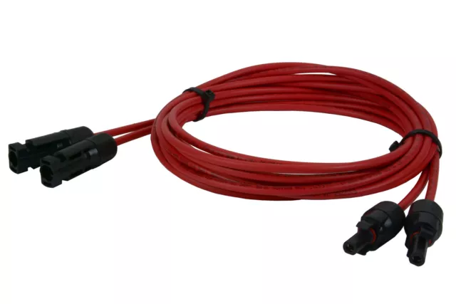 1 Pair 10 ft Solar Panel Extension Connector 12 AWG PV Cable Wire Red