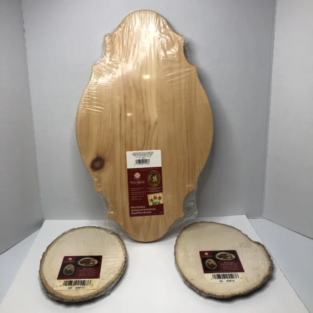 Walnut Hollow Lot of 2 Wood Rounds & 1 Pine Signboard 12” X 20” New Sealed Craft