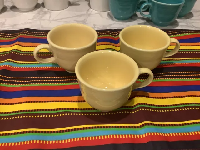 Fiesta Fiestaware Set Of 3 Yellow Homer Laughlin Coffee Tea Cups