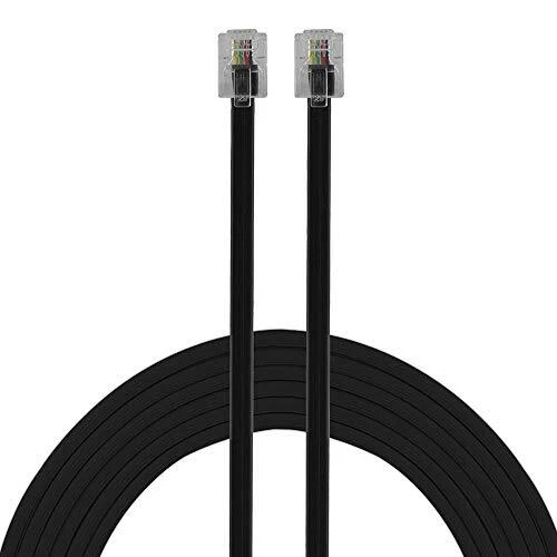Power Gear Telephone Line Cord 25 Feet Black Cord Modular Jack Ends Works for...