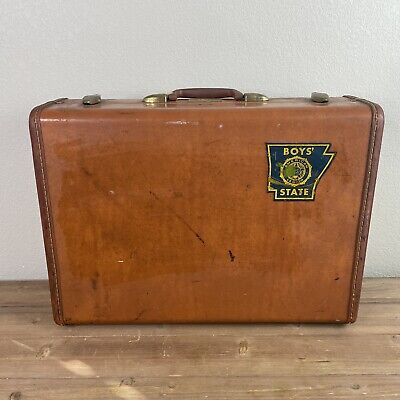 Vintage 1950s Shwayder Samsonite Streamlite Suitcase Cordovan Brown Leather 21"