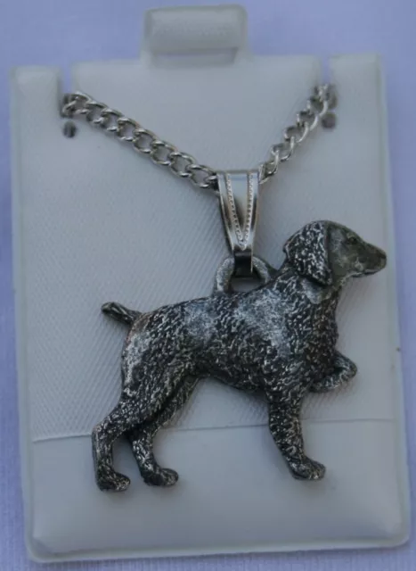 Brittany Spaniel Dog Harris Fine Pewter Pendant w Chain Necklace USA Made