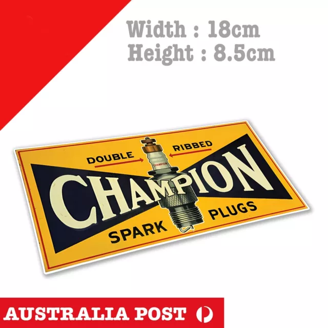 CHAMPION Spark Plug  Double Ribbed Logo, Vintage Garage  Sticker