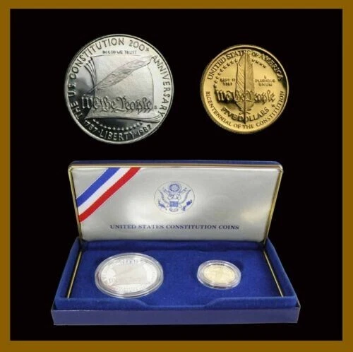 US STATES CONSTITUTION COINS w/ five dollar gold coin