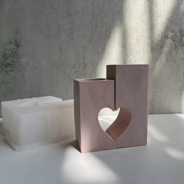 Love Heart empalme vela de silicio cemento moldeado recipiente portavelas -DO