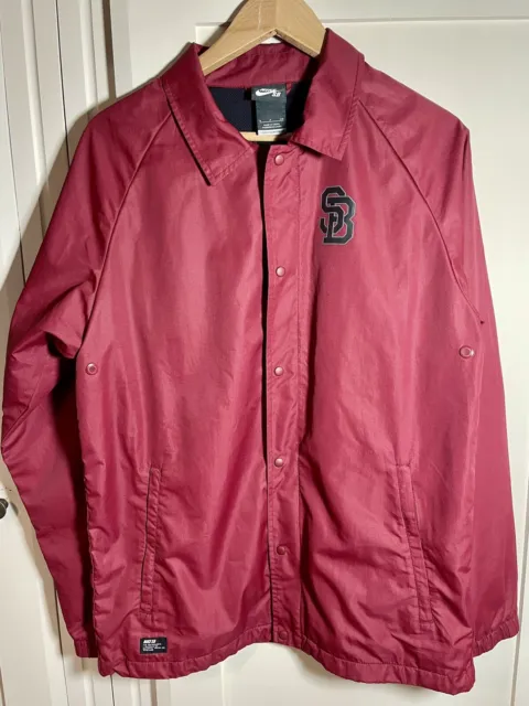 Mens Nike SB Jacket Coach Size Small Skateboarding Burgundy Full Zip