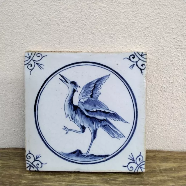 Ancien Carreau Carrelage Faience De Desvres 13cm Décor Oiseau Tiles Azulejos