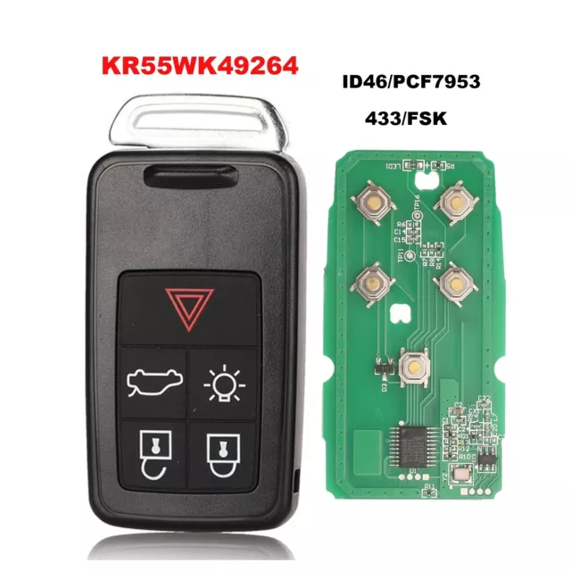 for Volvo S80 S60 V60 XC6 V70 Keyless 433MHz Smart Remote Key Fob KR55WK49264