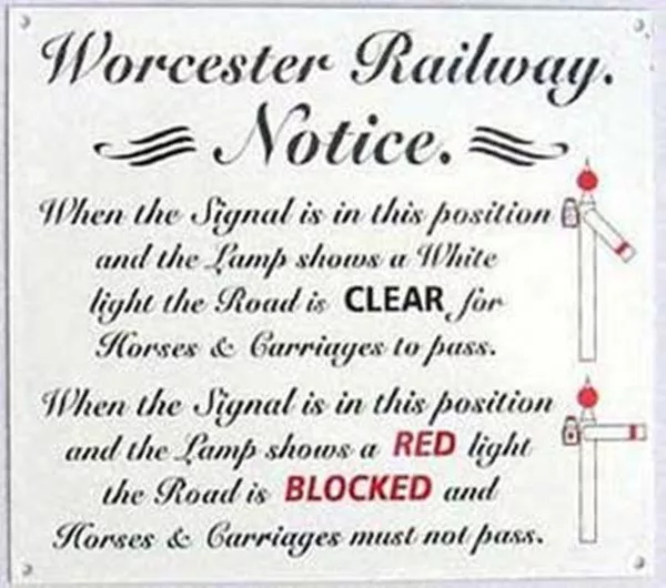 Worcester Railway Signals enamelled steel wall sign  180mm x 160mm (dp)