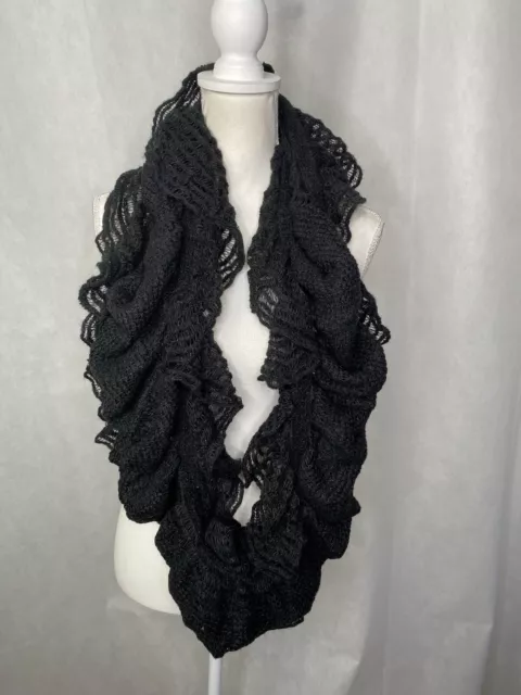 NWT Echo Infinity Scarf Black Ruffle DVF Look Soft From Bloomingdale’s