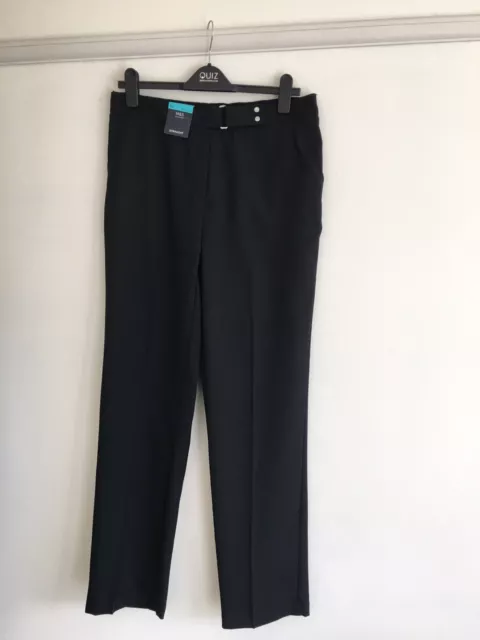 BNWT M&S Collection Black Straight Leg Trousers - 14 R Smart Work Office Career