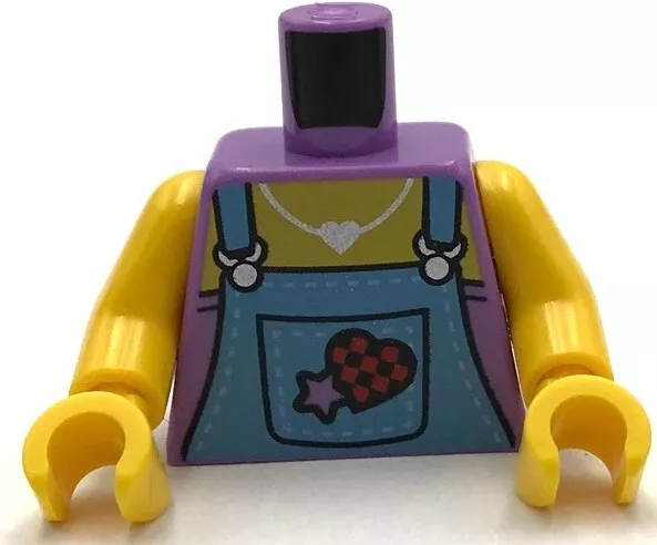 LEGO Nuovo Minifig Medio Lavanda Torso Busto Medio Blu Salopette W/Fibbie Stars