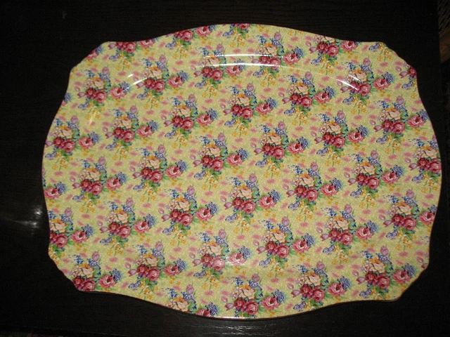 Royal Winton Welbeck Large Platter Chintz Roses on Yellow 1995 18 1/2"