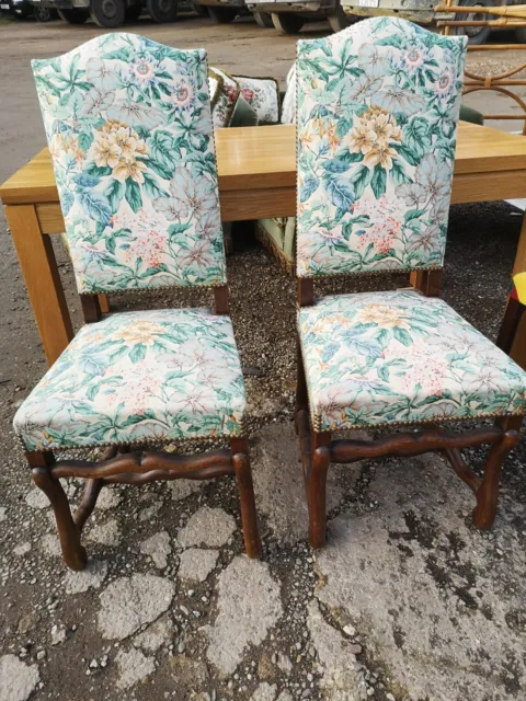 Pair Of Antique / Vintage Hall Chairs  / Dining Chairs - Possibly Wallnut? Solid