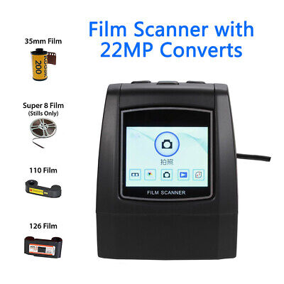 22MP Film Scanner 126KPK/135/110/Super 8 Films Color LCD Viewer Compatible PC