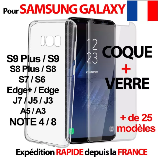 Etui Housse Coque + Film Verre Trempé Protection Écran Pour Samsung Galaxy S9 S8
