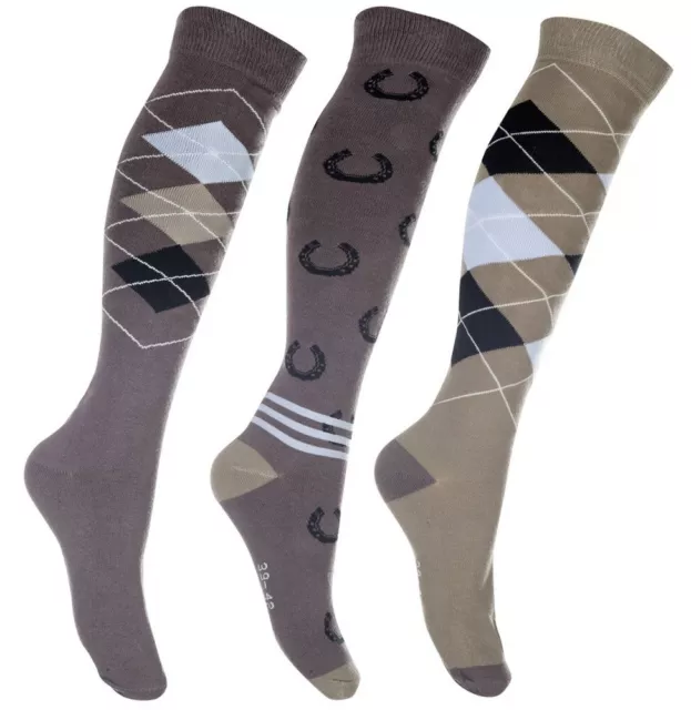 Reitstrümpfe Reitsocken Kniestrümpfe Cardiff HKM 3er-Set Farbauswahl 30-42