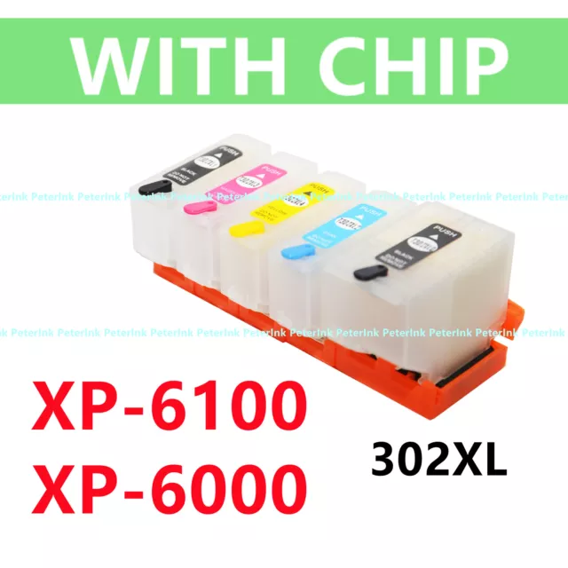 Empty refillable Ink Cartridge T302 302 XL w/ chip for XP-6000 XP-6100 Printer