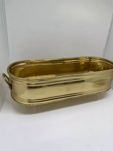 Solid Brass Hosley Planter Oblong with Handles Made in India Oval Planter