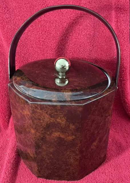 Vintage Georges Briard Faux Marble Ice Bucket 7.5" diameter & 8" tall
