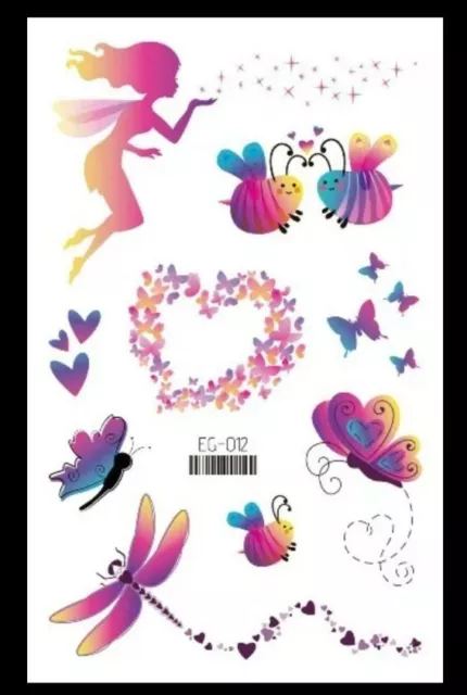 Pretty Fairy & Butterfly Glitter Temporary Tattoos 💕 Girls Birthday Party Gifts