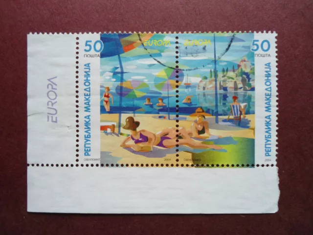 Briefmarken Europa 2004 Ferien Mazedonien Makedonien Eckrand / Zusammendruck