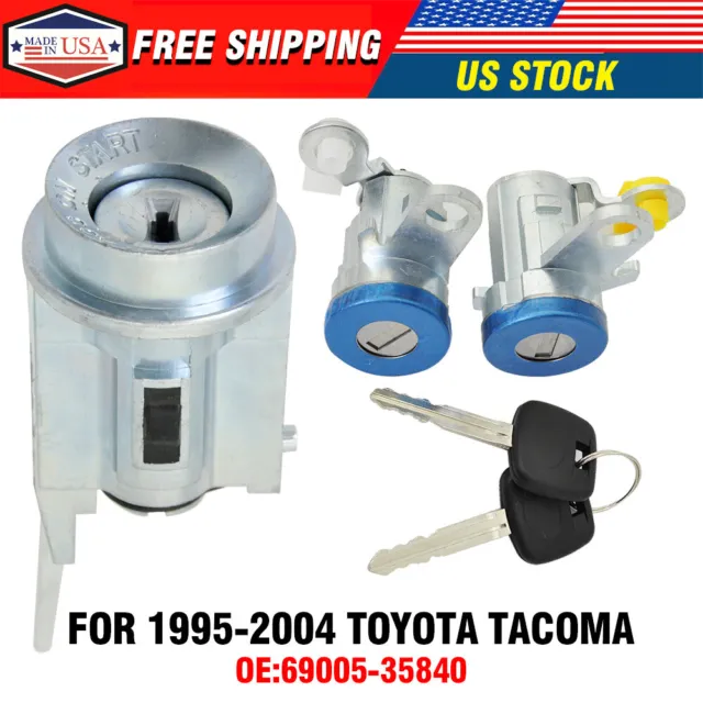 Door Lock Key Ignition Lock Cylinder Set fits 95-04 Toyota Tacoma Matched 2 Keys