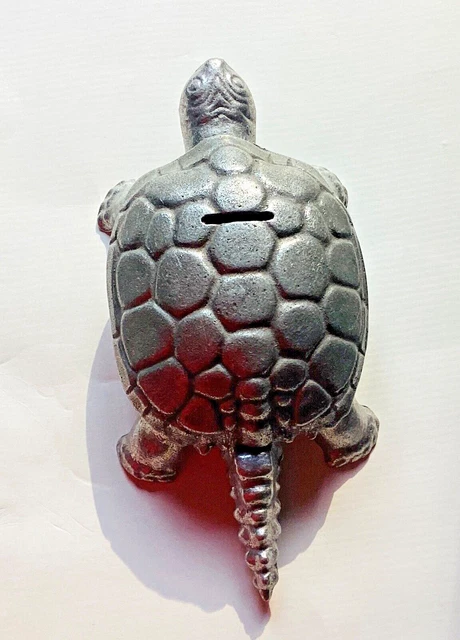 Mid Century Snapper Mower Company Pewter Turtle Bank Paten Pending 8" x 4" Vtg