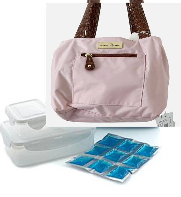 Samantha Brown Insolated basket Cooler Lunch Tote Bag/Containers ~ Rose