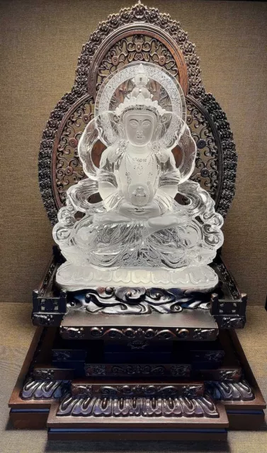 Chinese Exquisite Handmade Buddha Carving Natural Crystal Statue